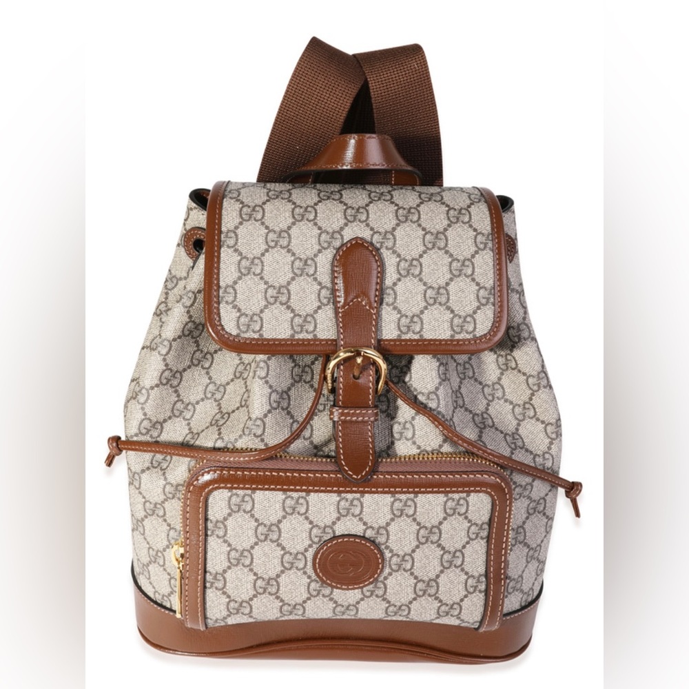 Gucci Brown GG Supreme Interlocking G Backpack
